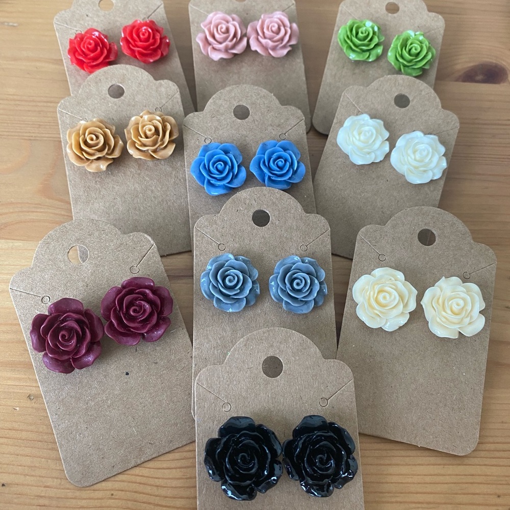 20mm Rose Stud Earrings Collection